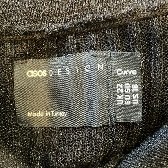 Asos Design Curve Women’s 18 Black Sheer Ribbed Button Up Collared Blouse - Picture 7 of 8